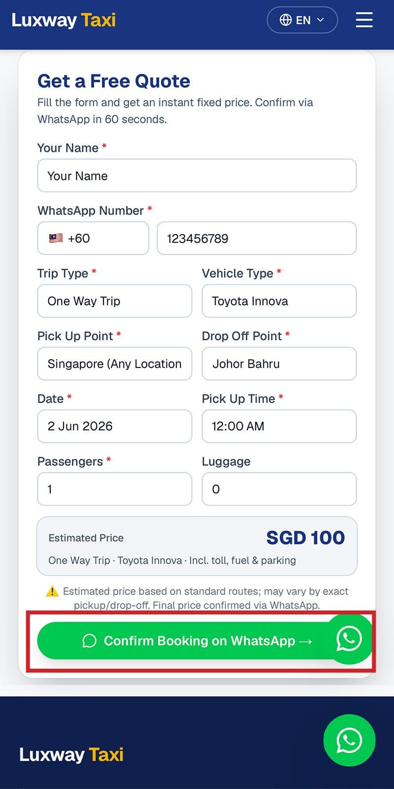 how to book private car sgmy