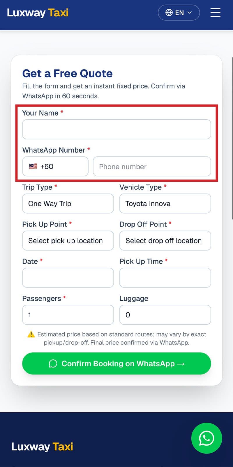 how to book private car sgmy